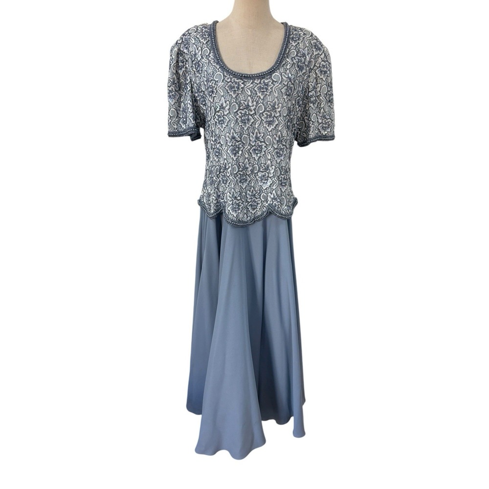 Vtg 80s Scala Evening Gown Xxl Beaded Chiffon Skirt‎ Glam Event Dress